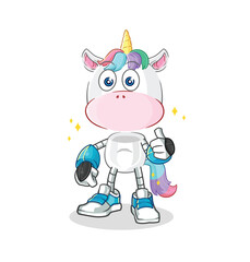 unicorn robot character. cartoon mascot vector