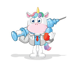 unicorn doctor holding medichine and injection