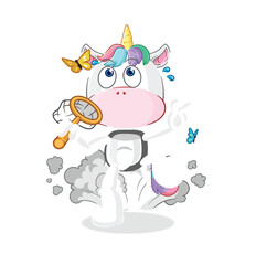 Obraz na płótnie Canvas unicorn catch butterfly illustration. character vector