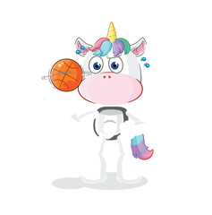 unicorn playing basket ball mascot. cartoon vector
