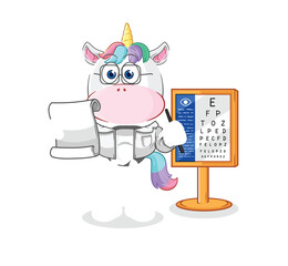 unicorn oculist cartoon. cartoon mascot vector