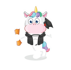 unicorn graduation vector. cartoon character
