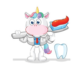 unicorn dentist illustration. character vector