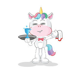 unicorn waiter cartoon. cartoon mascot vector