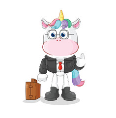 unicorn office worker mascot. cartoon vector
