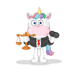 unicorn lawyer cartoon. cartoon mascot vector