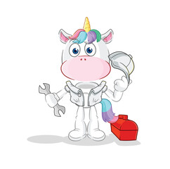 unicorn mechanic cartoon. cartoon mascot vector