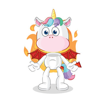 unicorn demon with wings character. cartoon mascot vector