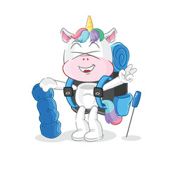 unicorn go camping mascot. cartoon vector