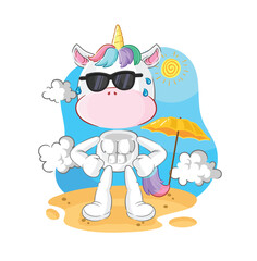 unicorn sunbathing in summer. character vector