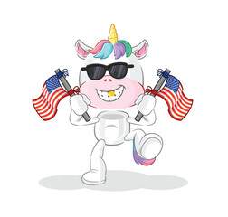 unicorn american youth cartoon mascot vector