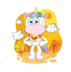 Obraz na płótnie Canvas unicorn in the autumn. cartoon mascot vector