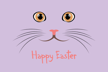 Funny Easter greeting card with cute cat