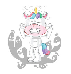 depressed unicorn character. cartoon vector