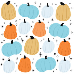 Seamless pattern with pumpkins