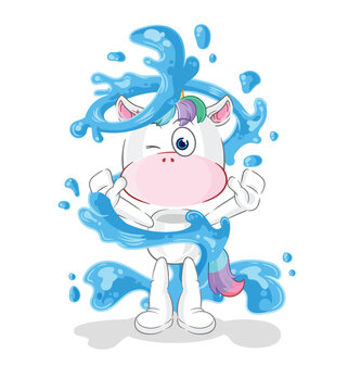 unicorn fresh with water mascot. cartoon vector