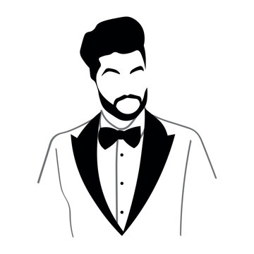Drawn trendy gentleman on white background