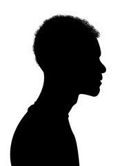 Silhouette Of Black Man With Curly Short Hair