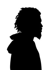 Short Dreadlocks Curly Hair Black Man Silhouette