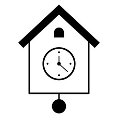 Drawn free pendulum clock on white background