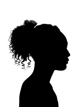 Silhouette of Black Woman with Tied Hair