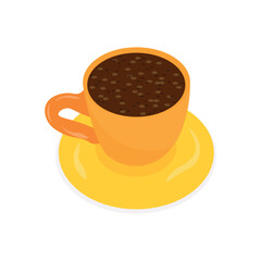 Cup of black coffee on white background