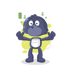 seal full battery character. cartoon mascot vector