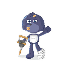 seal sick with limping stick. cartoon mascot vector