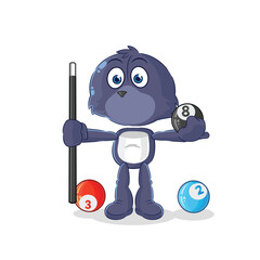 seal plays billiard character. cartoon mascot vector