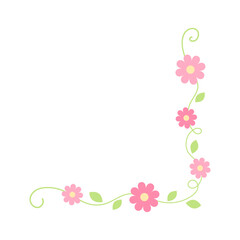 Flower corner frame vector design. Hand drawn floral corner borders.