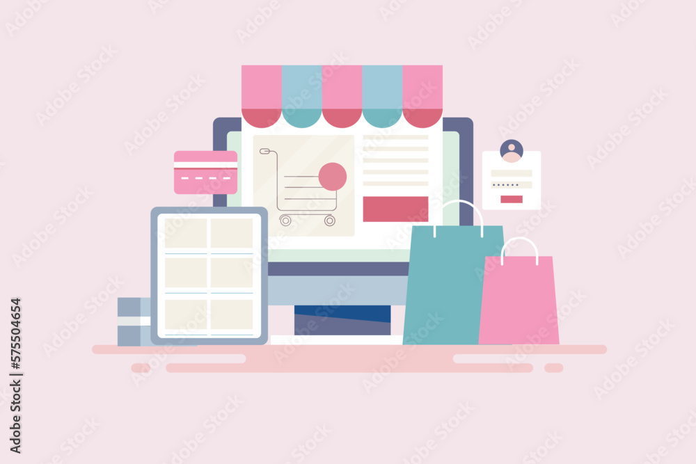 Poster ecommerce website online shopping application e-business store credit card payment secure banking tr