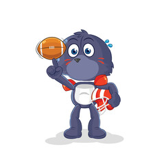 seal playing rugby character. cartoon mascot vector