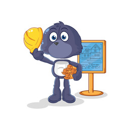 seal Architect illustration. character vector