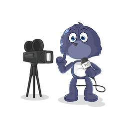 seal tv reporter cartoon. cartoon mascot vector