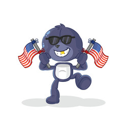 seal american youth cartoon mascot vector