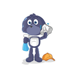 seal cleaner vector. cartoon character