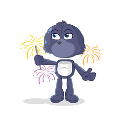 seal with fireworks mascot. cartoon vector