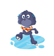 seal ice skiing cartoon. character mascot vector
