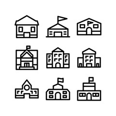 school building icon or logo isolated sign symbol vector illustration - high quality black style vector icons
