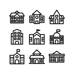 school building icon or logo isolated sign symbol vector illustration - high quality black style vector icons
