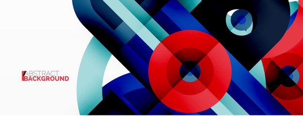 Obraz premium Creative geometric wallpaper. Minimal geometric background with round shapes. Trendy techno business template for wallpaper, banner, background or landing