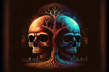 scary halloween background with skull
