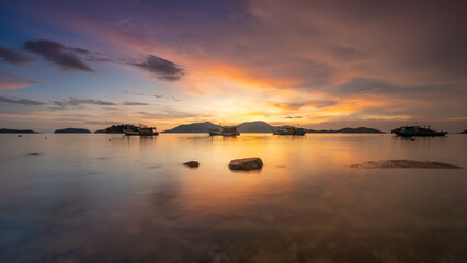 Fototapeta na wymiar Sunset Nam Du islands, kien giang province