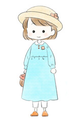 森ガール　水色