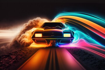 Accelerating into the Future Knight Rider's Hyperdrive Car Breaks Barriers Generative AI	 - obrazy, fototapety, plakaty