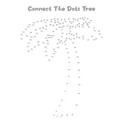 Connect The Dots and Draw tree coloring page, Educational Game for Kids. line drawing for kids, 
