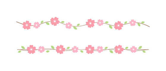 Cute Cherry Blossom Sakura Flower Dividers Borders Set. Springtime travel floral separators design elements. © Aletheia Shade