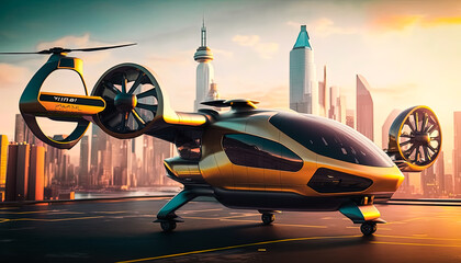Generative AI illustration of a Creative Air Mobility The Future of Autonomous Transportation