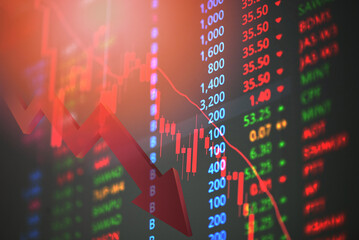 Stock market graph trading analysis investment financial, stock exchange financial or forex graph stock chart graph business crisis crash loss and grow up gain and profits win up trend growth money