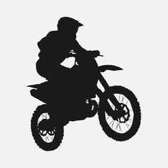 Fototapeta na wymiar motocross rider silhouette. concept of sports, jumping, racing, motorcycle. hand drawn vector illustration.